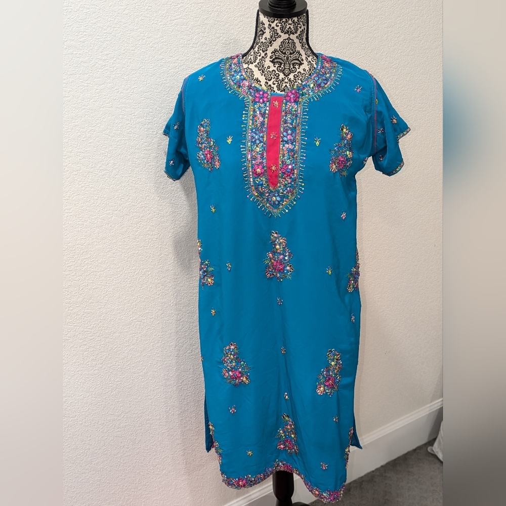Beaded Blue Indian Suit Dress Size 44